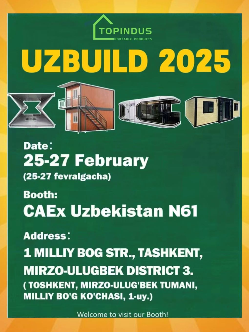 Topindus Cabin kommt zu UZBUILD 2025!