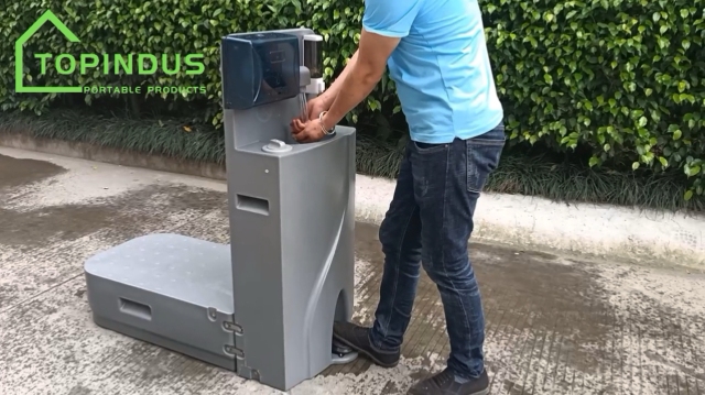 Mobile, tragbare, fußbetriebene Handwaschstation aus HDPE-Kunststoff
